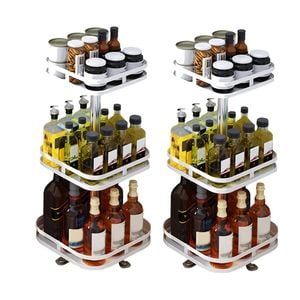 SOGA 2X 3 Tier White Steel Rotating Kitchen Countertop Organiser Shelf