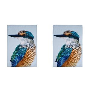 2PK Ashdene Cotton 70x50cm Modern Birds Kingfisher Kitchen Towel