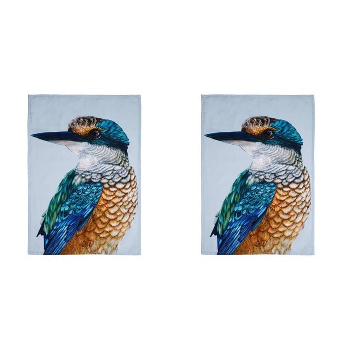 2PK Ashdene Cotton 70x50cm Modern Birds Kingfisher Kitchen Towel