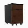 Desky 5 Wheel Anti Tilt Wooden Minimal Filing Cabinet American Rustic Pine Finish - Black Frame