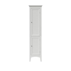 Teamson Home Glancy Two Shutter Doors Wooden Tall Tower Storage Cabinet White