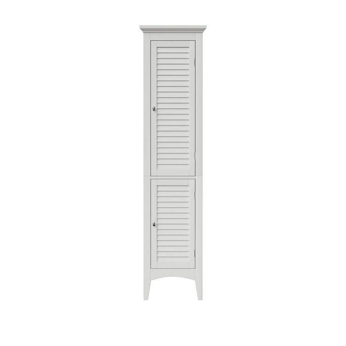 Teamson Home Glancy Two Shutter Doors Wooden Tall Tower Storage Cabinet White