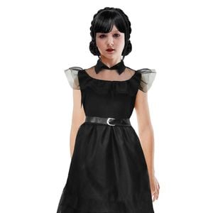 Childrens Black Prom Dress Party Costume Wednesday Addams Family Halloween in Black 10-12 Years Old