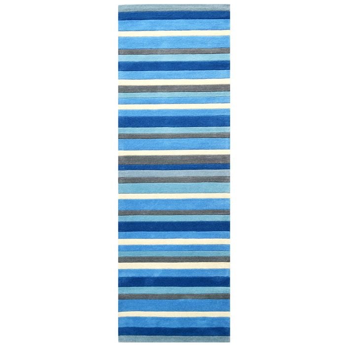Designer Handmade Xylo Wool Rug-6295-Blue- 80x300cm