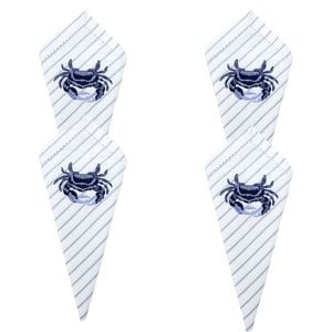 4PK LVD Stonewashed Chambray Cotton Striped Reusable Napkin 45x45cm Crab