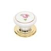 Prestige 38mm Pink Flower White Ceramic Knob with Brass Plate
