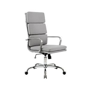 Furb Office Chair Executive High Back Silver Frame Light Grey Fabric
