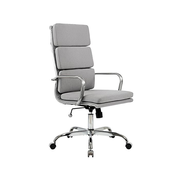 Furb Office Chair Executive High Back Silver Frame Light Grey Fabric