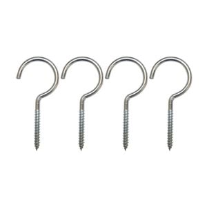 95mm Zinc Plated Long Screw Hook - 4 Pack