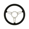 14" Aluminium 9 Bolt Steering Wheel Black Leather Full-Wrap Slotted Spokes