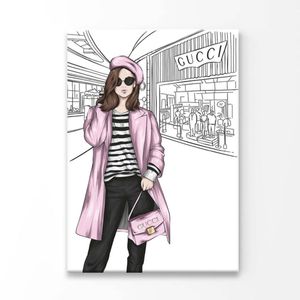 Pink Stylish Lady Print 100% Australian Made 90 x 120cm (Acrylic)