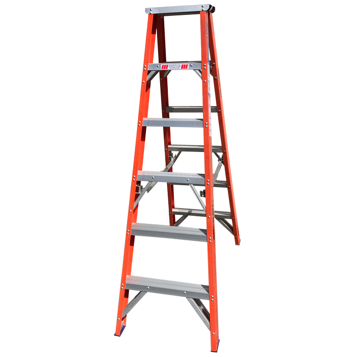 Indalex 1.8m 180kg Pro Series Industrial Fibreglass Double Sided Step Ladder
