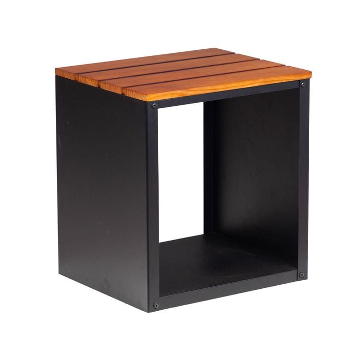 Mimosa 40 x 51cm Rhone Dark Grey Steel and Timber Log Storage Seat