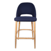Durafurn 750mm High Navy Fabric Semifreddo Bar Stool with Natural Beech Wood Legs