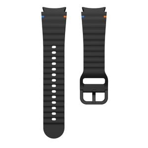 Sport Silicone Watch Band Wave Strap 20mm - For Samsung Galaxy Watch 4 5 6 7 (Black)
