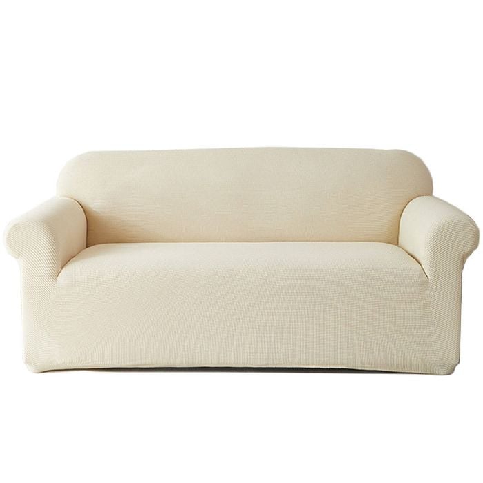 Catzon 4 Seater Stretch Sofa Cover Couch Cover Washable Jacquard Fabric-Beige(XL)
