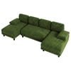 Ufurniture 4 Seater Sectional Sofa Couch W/ 2 Chaises 280cm U-shape Corduroy Upholstered Futon Couch Recliner Green