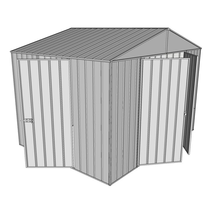 Build-a-Shed 3.0 x 2.3 x 2.3m Double Hinge and Single Sliding Door Shed - Zinc