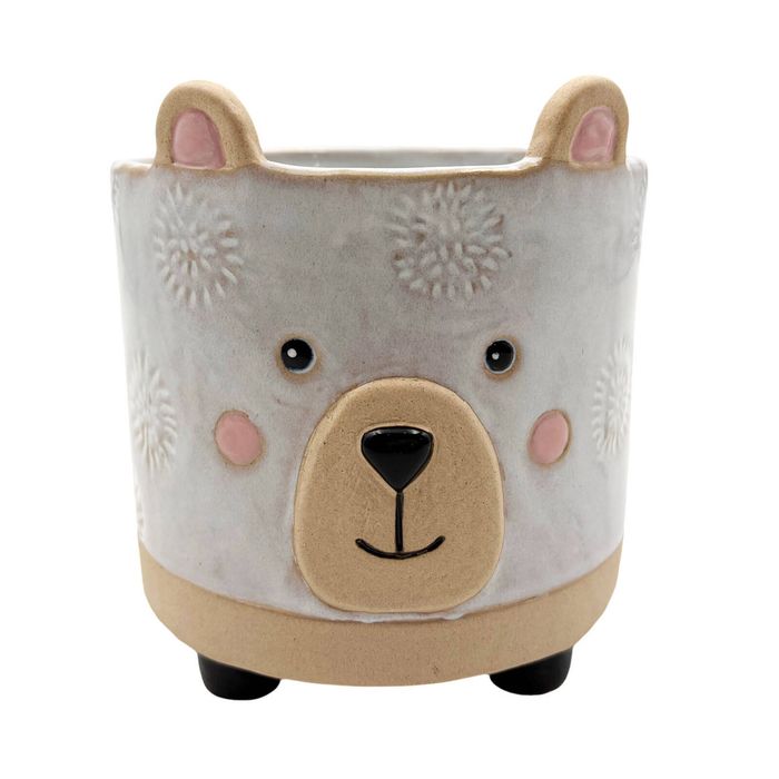 Northcote Pottery 12.8 x 14.5cm Bear Ornamental White Ceramic Indoor Pot