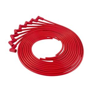 Red Ignition Leads, 8.5mm, Universal, Right Angle/90° Plug Boots, Kevlar Core, Fiberglass Braid, Silicone Sleeve