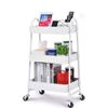 Catzon 3-Tier Rolling Cart Easy Assembly Ideal for Office Kitchen Storage-White