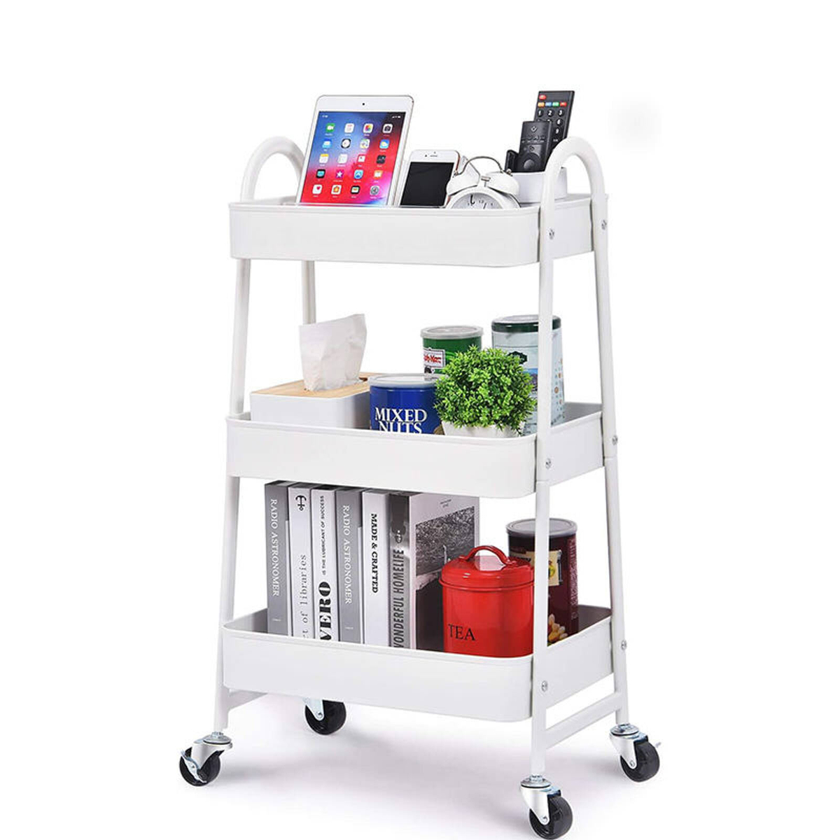Catzon 3-Tier Rolling Cart Easy Assembly Ideal for Office Kitchen ...
