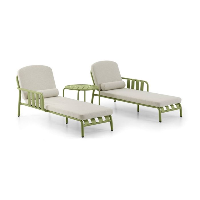 Mornington Outdoor Aluminium Sun Lounge Set with Side Table Seagrass