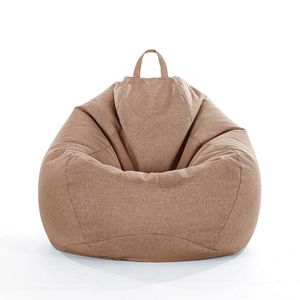 Catzon Bean Bag Chair Cover (No Filler) Linen Washable-Brown(L)