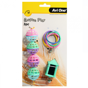 Avi One Bird Toy 3pc Olympic Rings With Bell Chain Of Lattice Balls And Lantern Wit (22439)