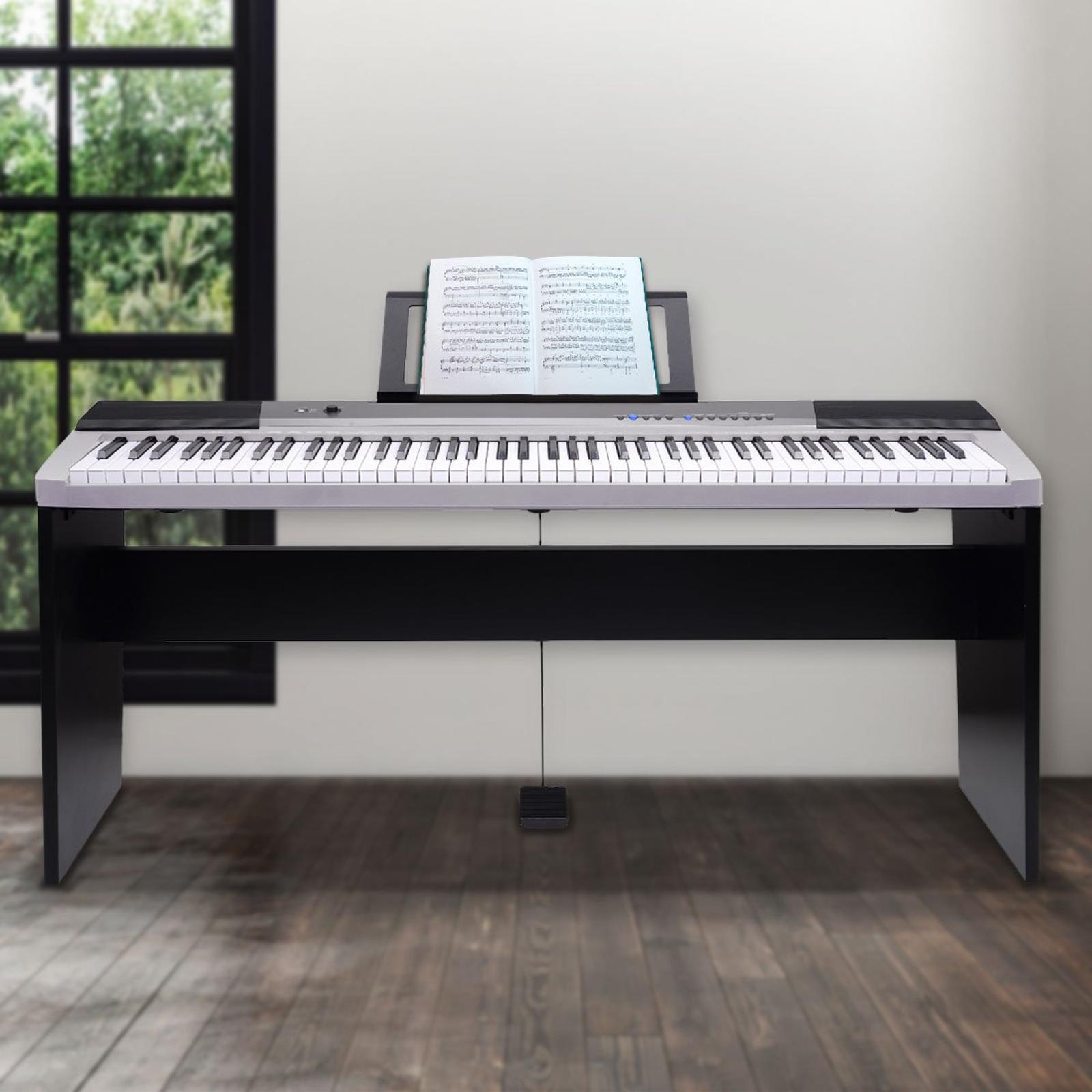 Karrera 88 Keys Electronic Keyboard Piano with Stand Silver Bunnings Australia