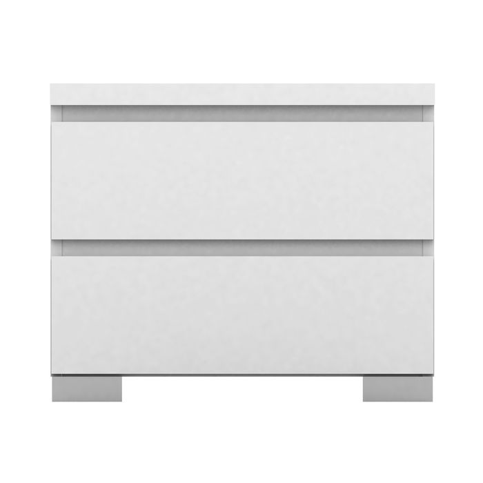 Elara White High Gloss 2 Drawer Bedside Table