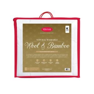Tontine Classic Comfort Natural Wool Bamboo Clip Together Quilt King Washable