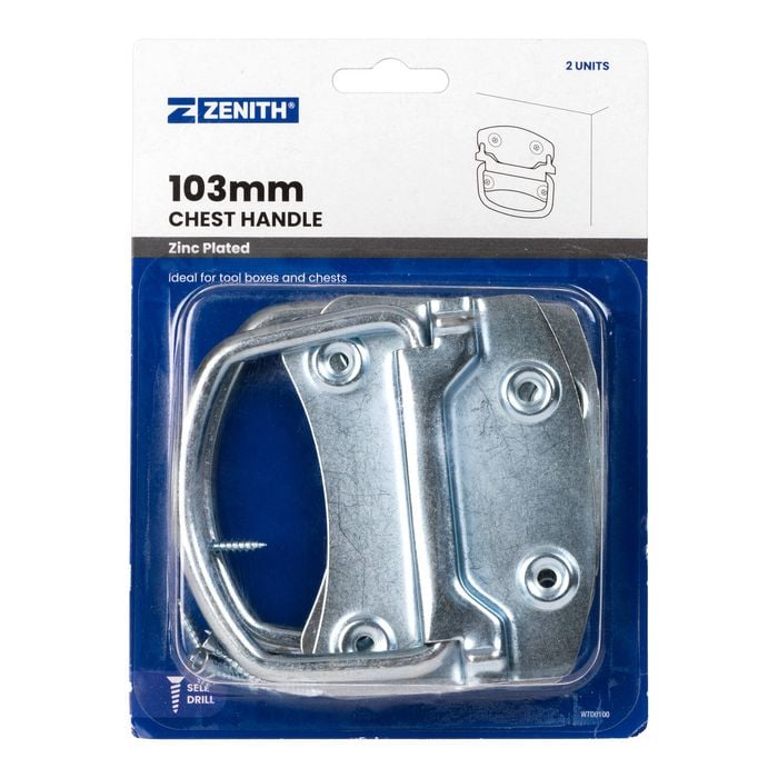 Zenith 103mm Zinc Plated Chest Handle - 2 Pack