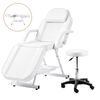 Zenses Beauty Bed with Stool, White, Adjustable Facial Massage Table, Tattoo Chair, Salon Services