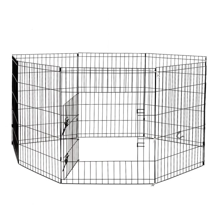 4paws 8 Panel Playpen Exercise Fence Enclosure Black 24"