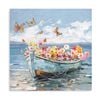 P&P Boat with Flower & Butterflies Canvas Print - Vibrant Wall Art for Living Rooms, Bedrooms, Offices 80x80cm