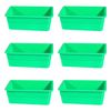 6x ShowMaster Small Rectangle Seed Cup Plastic Bird/Animal Feeder/Waterer Green