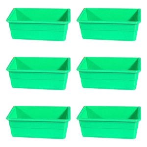 6x ShowMaster Small Rectangle Seed Cup Plastic Bird/Animal Feeder/Waterer Green