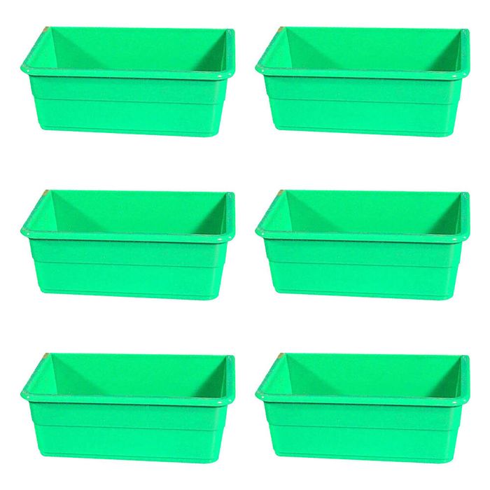 6x ShowMaster Small Rectangle Seed Cup Plastic Bird/Animal Feeder/Waterer Green