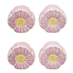 2x 2pc Urban Ceramic Flower Salt and Pepper Shakers Set 8x7cm Pink/Yellow