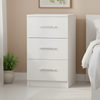 Ufurniture Bedside Table 3 Drawers Nightstand Bedroom Storage Cabinet 66cm Side Table White
