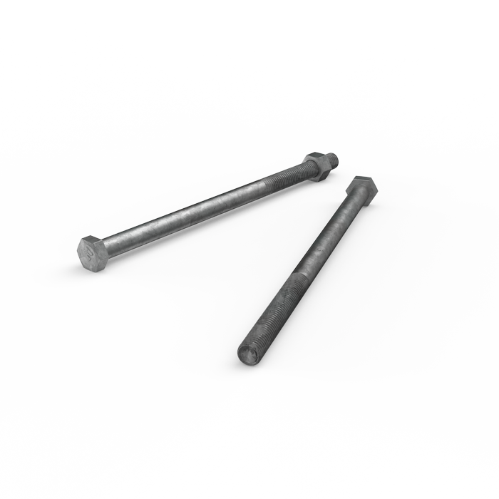 ZENITH M12 x 220mm Hot Dip Galvanised Hex Head Bolts and Nuts - Each