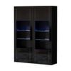 Oikiture 2pcs Display Cabinet Sideboard Buffet Storage Cupboard Led Light Black