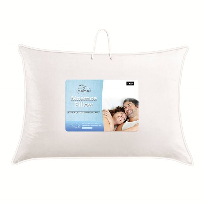 Moemoe Premium 75/25 Feathers & Down Standard Pillow, Nz Made, 800gsm, 50x70cm