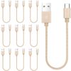 iWill 10 Pack 20cm Short Data Transfer Charger Charging USB Type C Cable Cord Bulk Braided Gold Nylon