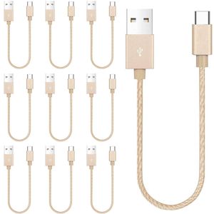 iWill 10 Pack 20cm Short Data Transfer Charger Charging USB Type C Cable Cord Bulk Braided Gold Nylon