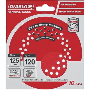 Diablo 125mm 120 Grit Hook & Loop Random Orbital Sanding Discs - 10 Pack