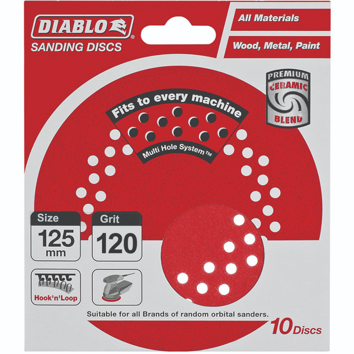 Diablo 125mm 120 Grit Multi-Surface Orbital Sanding Discs - 10 Pack