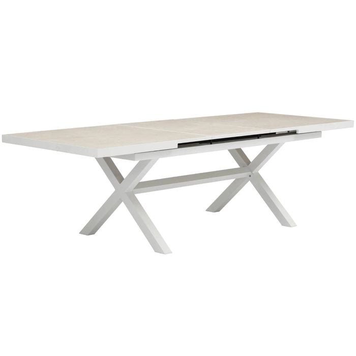 FurnitureOkay Mosman Ceramic Outdoor Extendable Dining Table (200/260x100cm) - White