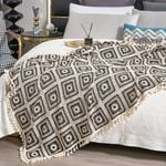 CottonMore Pure Cotton Knitted Crochet Blanket Throw Rug 120x200cm Brown